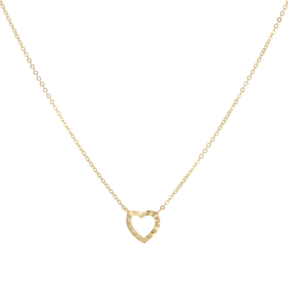9ct Yellow Gold Diamond Cut Heart Pendant
