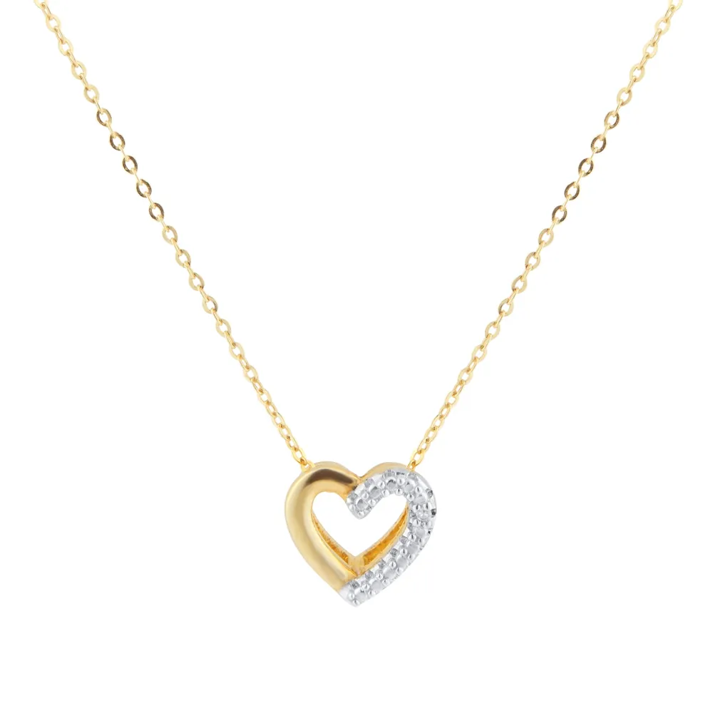 9ct Yellow Gold Diamond Heart Pendant