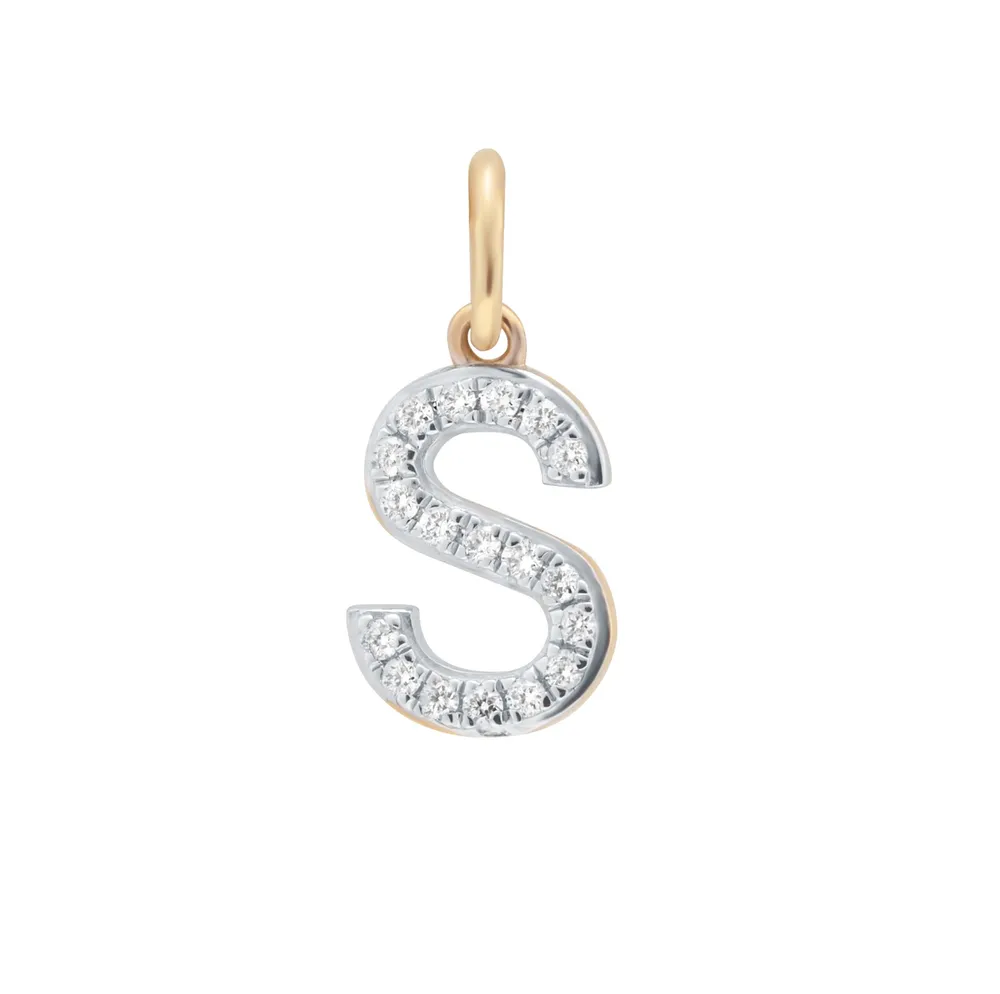 9ct Yellow Gold Diamond Letter A Initial Pendant Charm