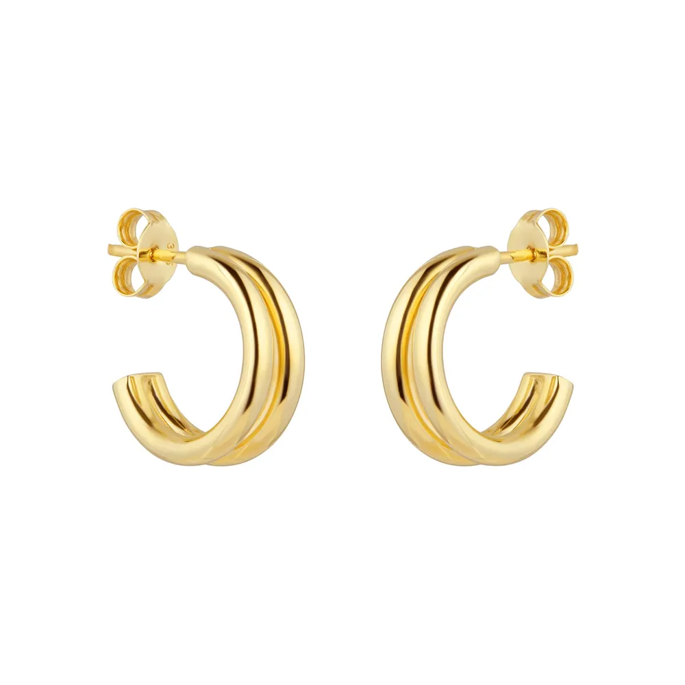 9ct Yellow Gold Double Layer Hoop Earrings
