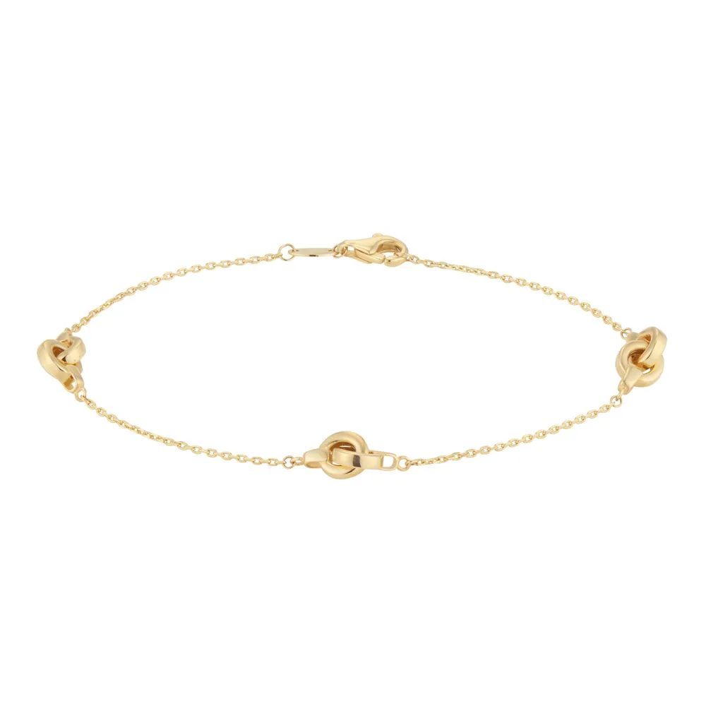 9ct Yellow Gold Double Link Station Bracelet