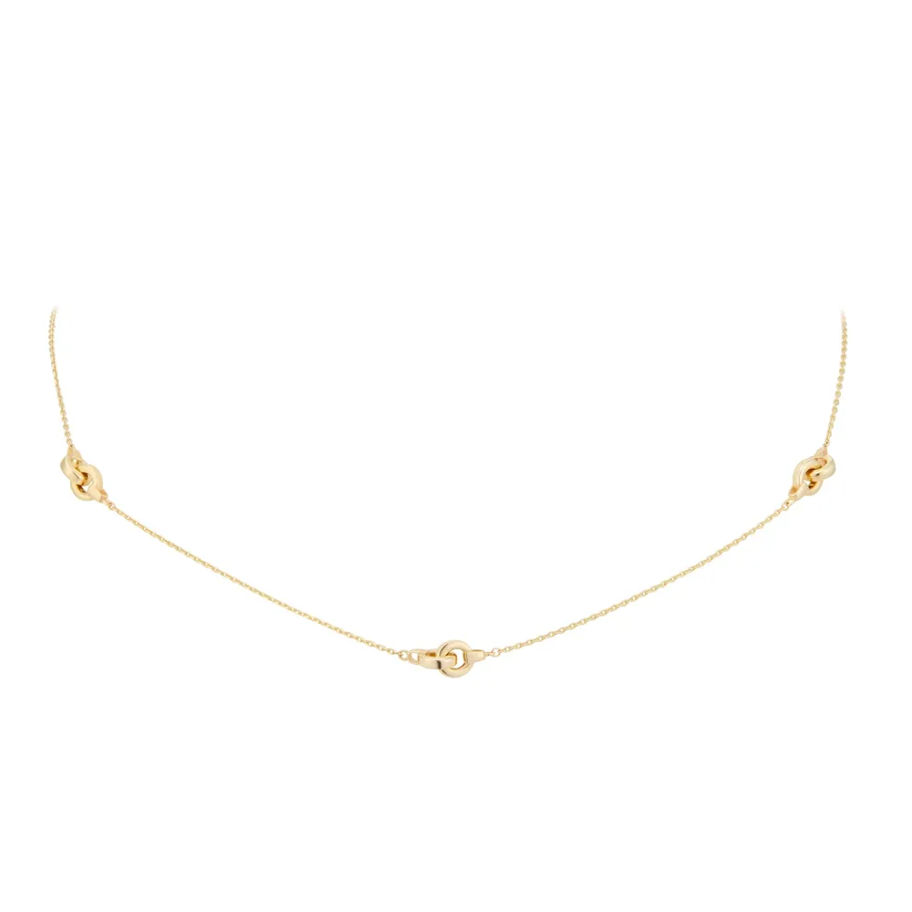 9ct Yellow Gold Double Link Station Necklace