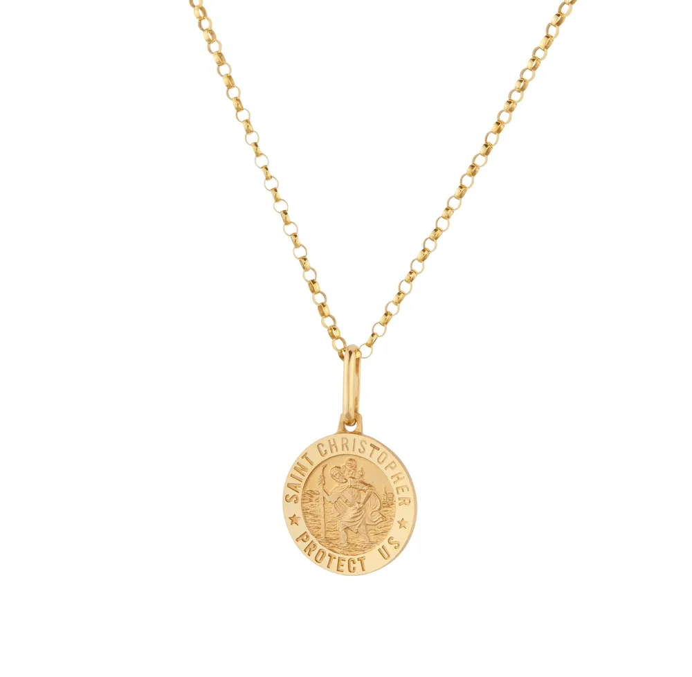9ct Yellow Gold Double Sided St Christopher Pendant