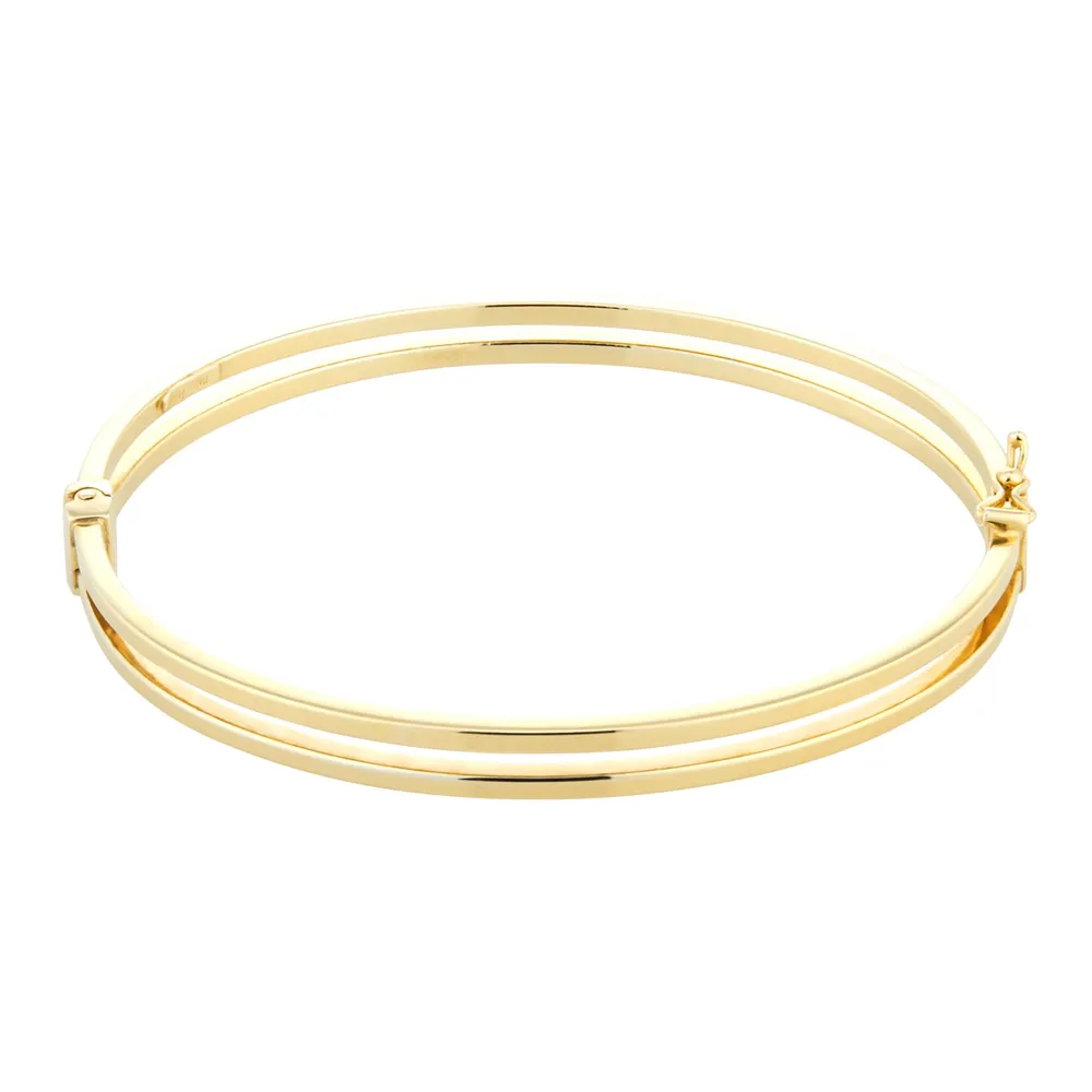 9ct Yellow Gold Double Square Tube Bangle