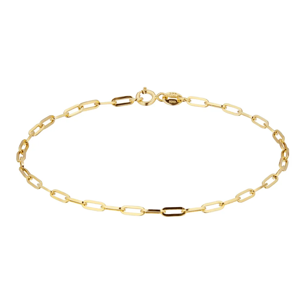 9ct Yellow Gold Elongated Belcher Chain Bracelet