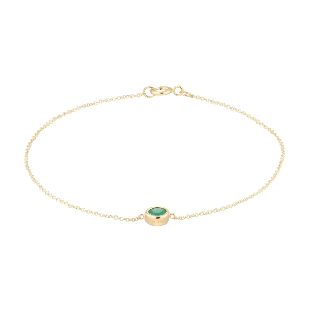 9ct Yellow Gold Emerald Birthstone Bracelet