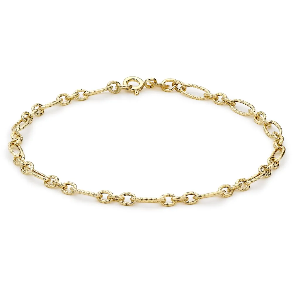 9ct Yellow Gold Figaro Bracelet