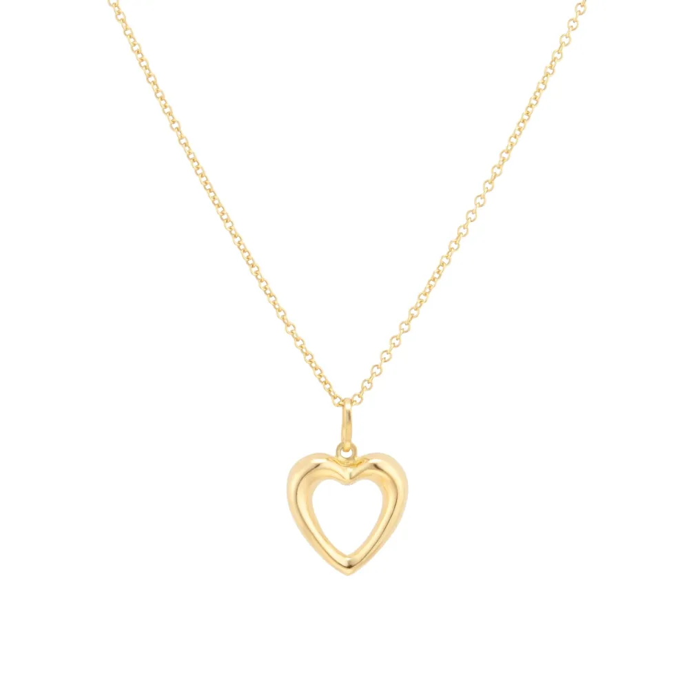 9ct Yellow Gold Floating Heart Belcher Chain Necklace