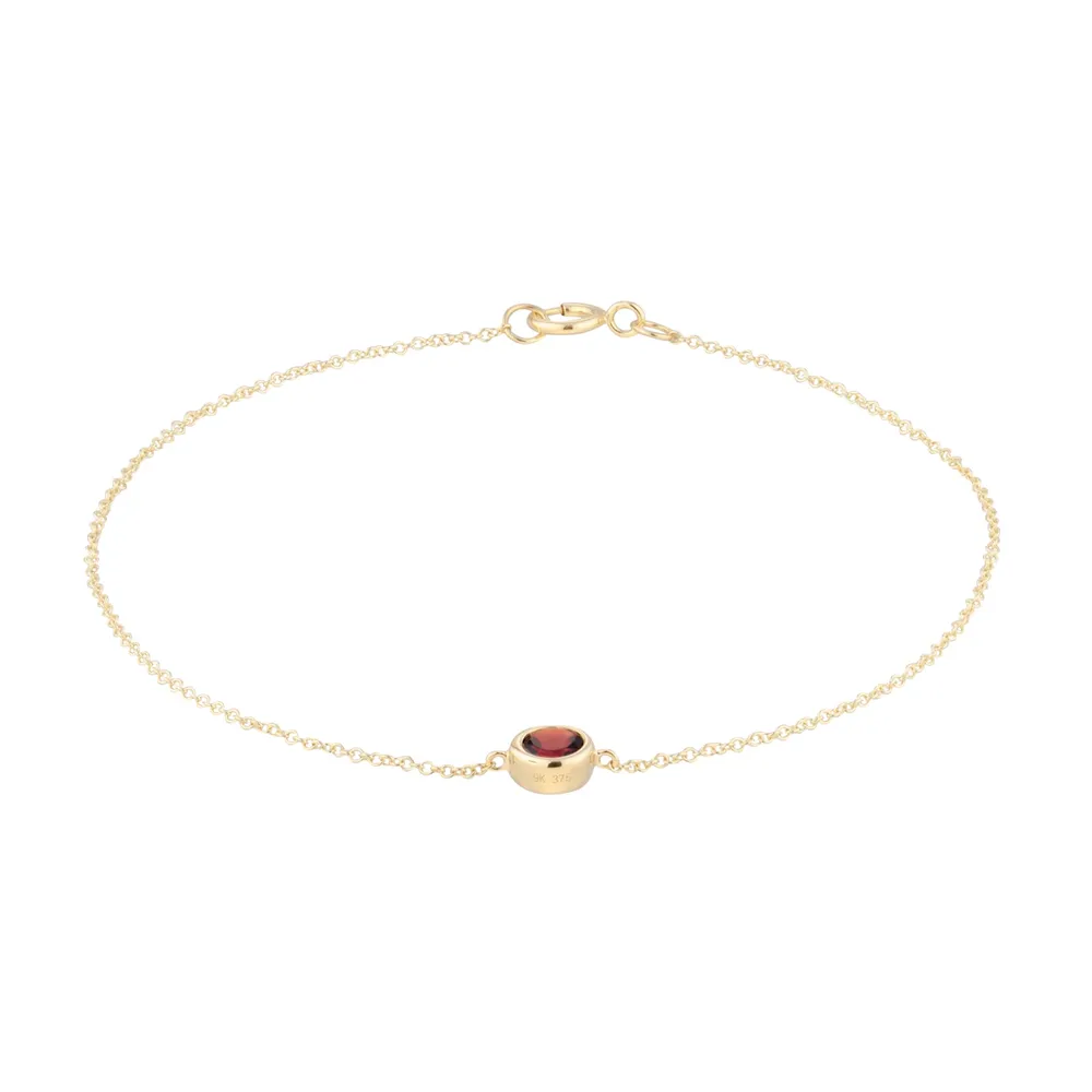 9ct Yellow Gold Garnet Birthstone Bracelet