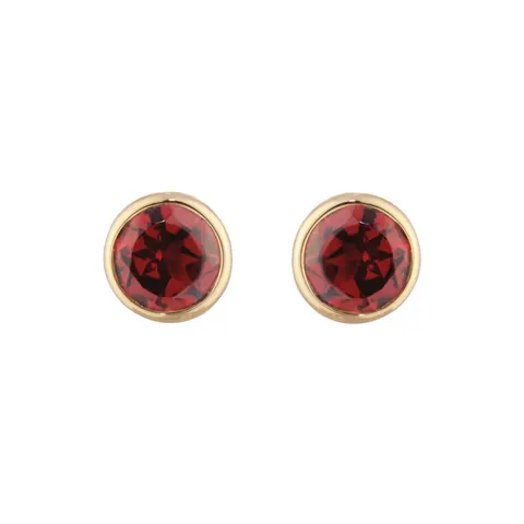 Goldsmiths 9ct Yellow Gold Garnet Birthstone Stud Earrings