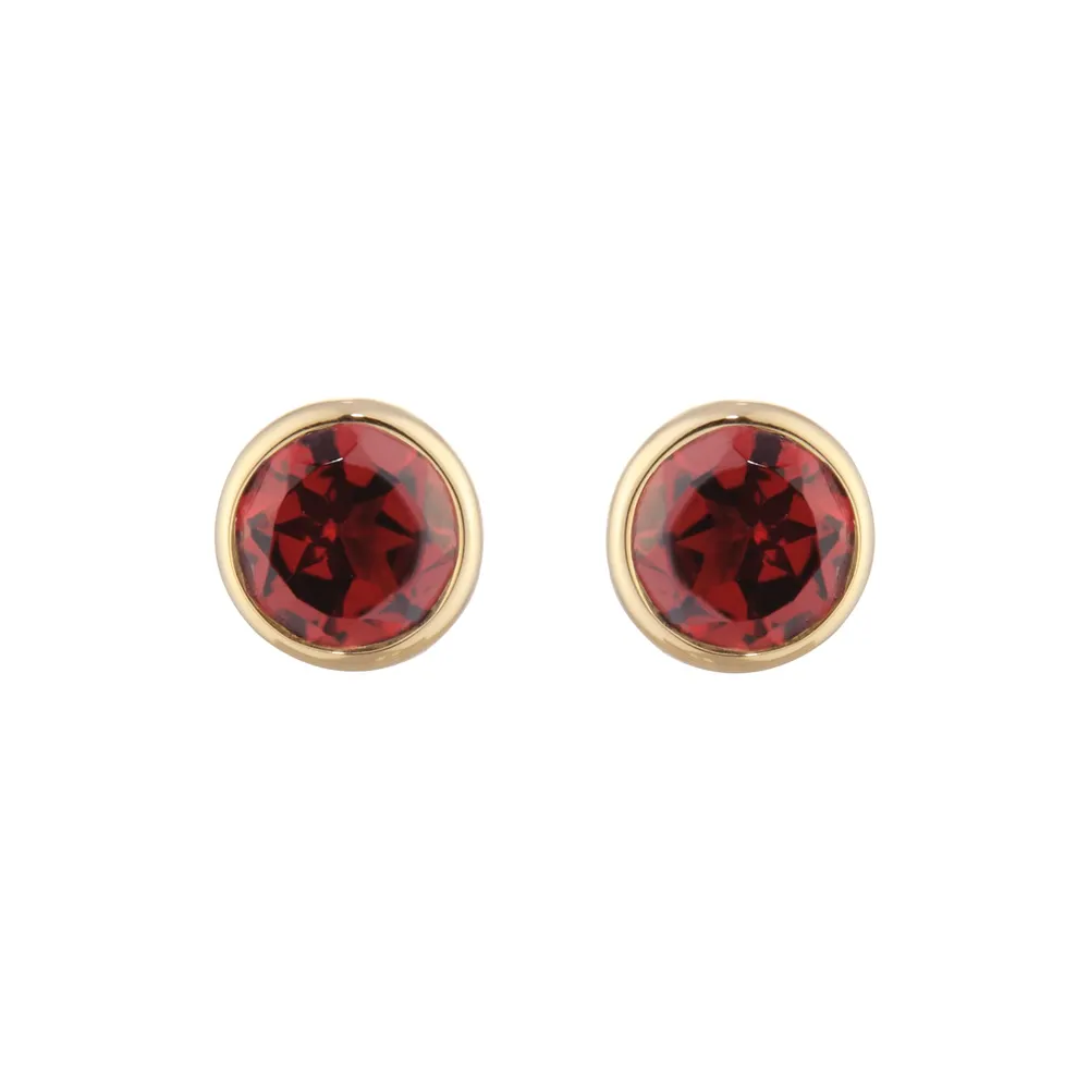 9ct Yellow Gold Garnet Birthstone Stud Earrings