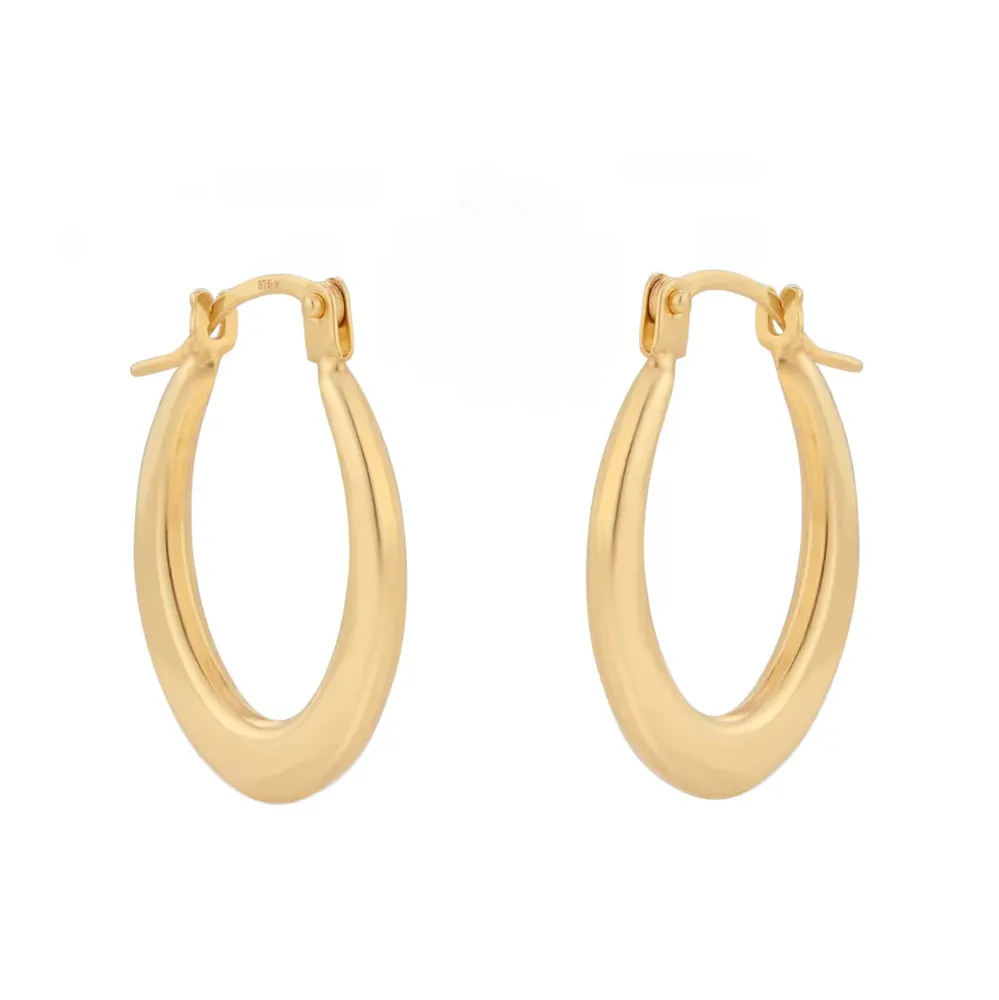 9ct Yellow Gold Graduated Creole Small Hoop Earrings