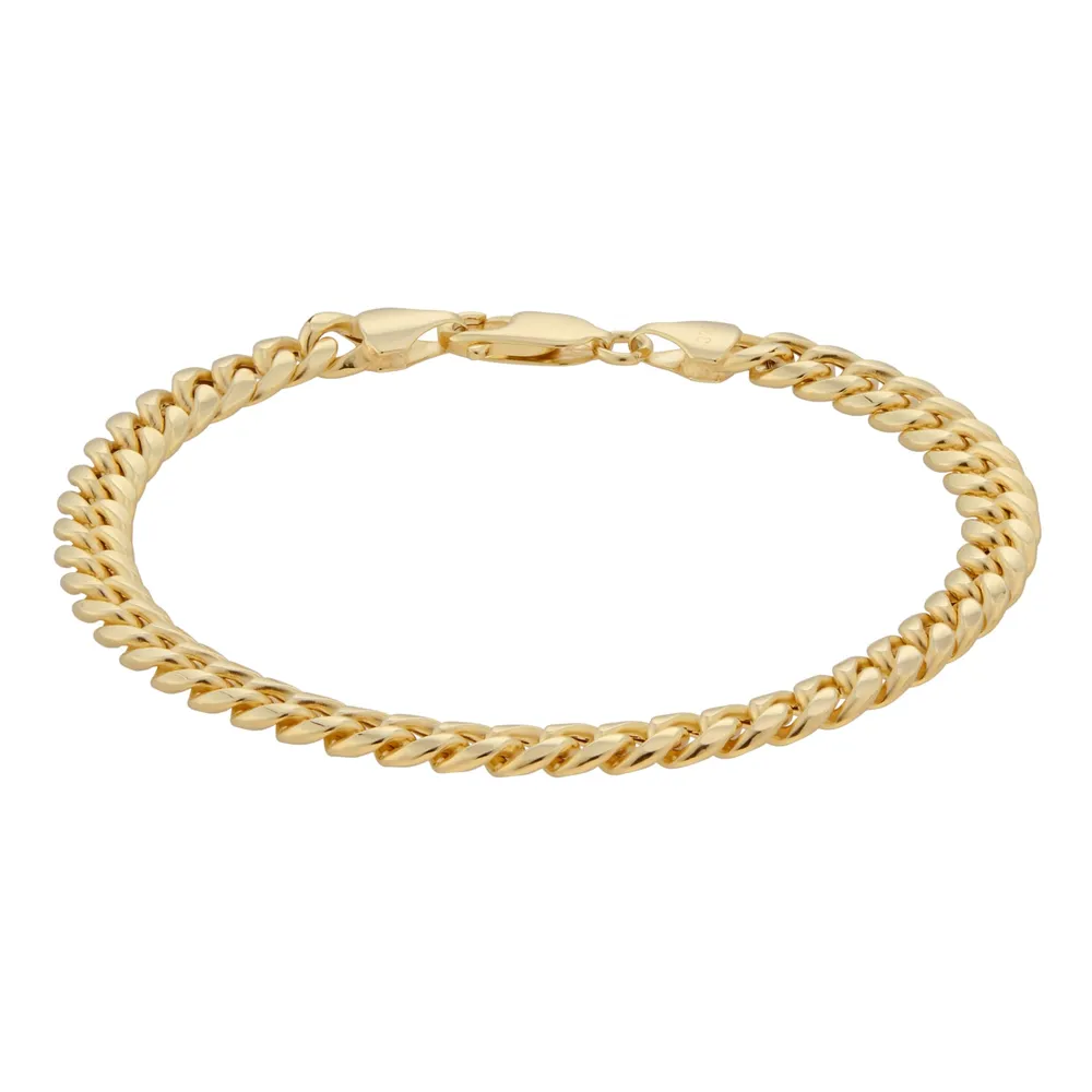 9ct Yellow Gold Hollow Curb Chain Bracelet 8 Inch