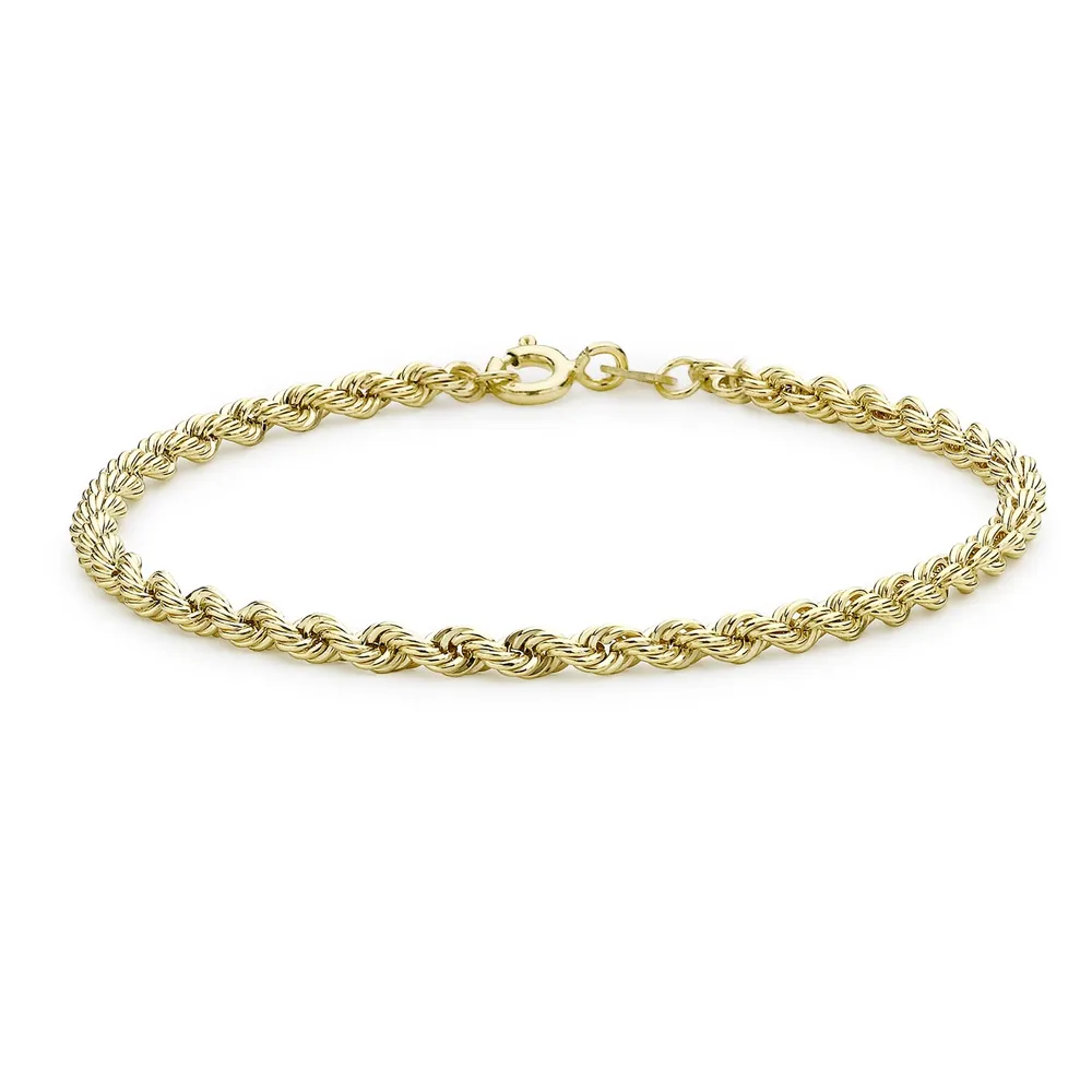 9ct Yellow Gold Hollow Rope Bracelet