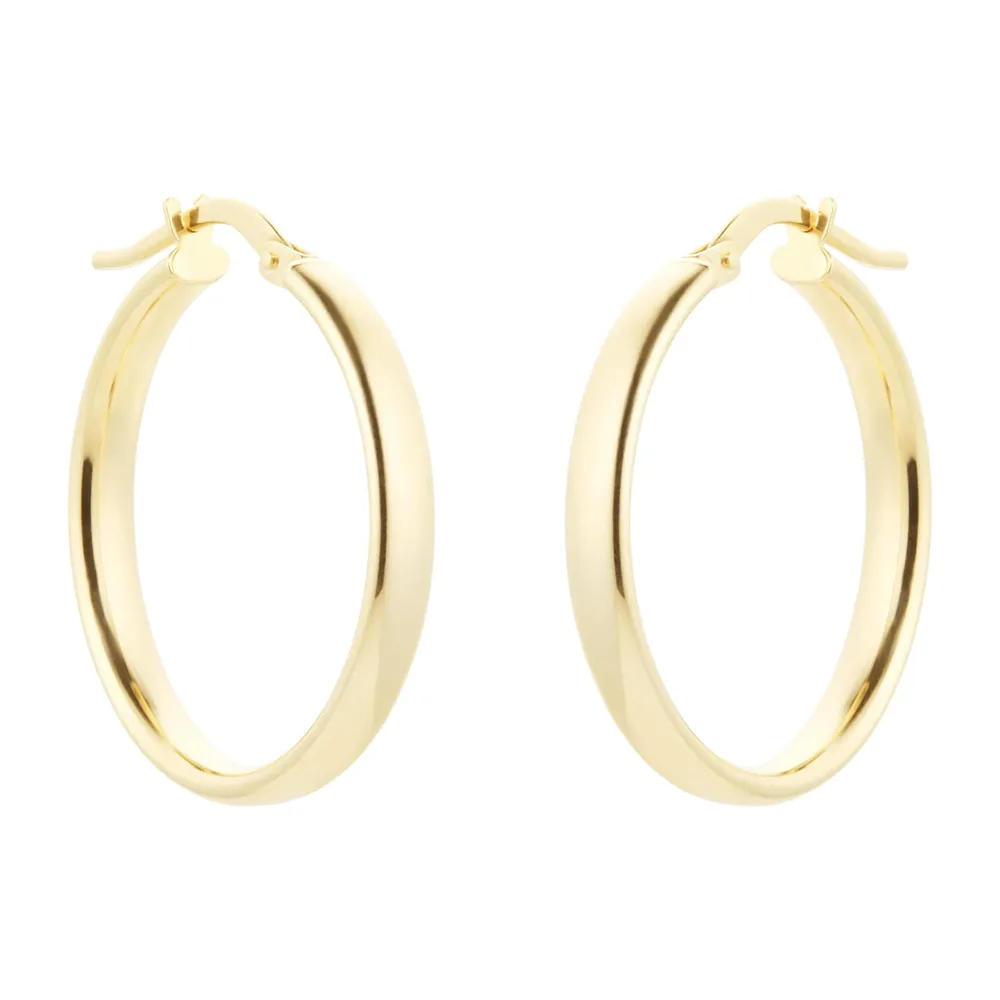 9ct Yellow Gold Medium Tube Hoop Earrings