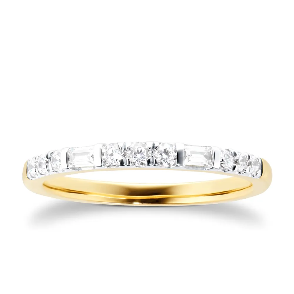 9ct Yellow Gold Mixed Cut 0.25ct Eternity Ring