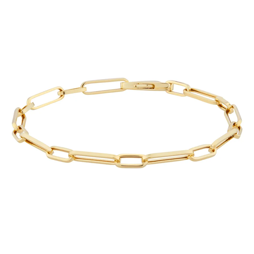 9ct Yellow Gold Mixed Paperlink Chain Bracelet