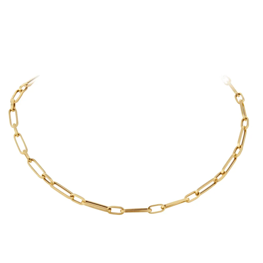 9ct Yellow Gold Mixed Paperlink Chain Necklace 18 Inch