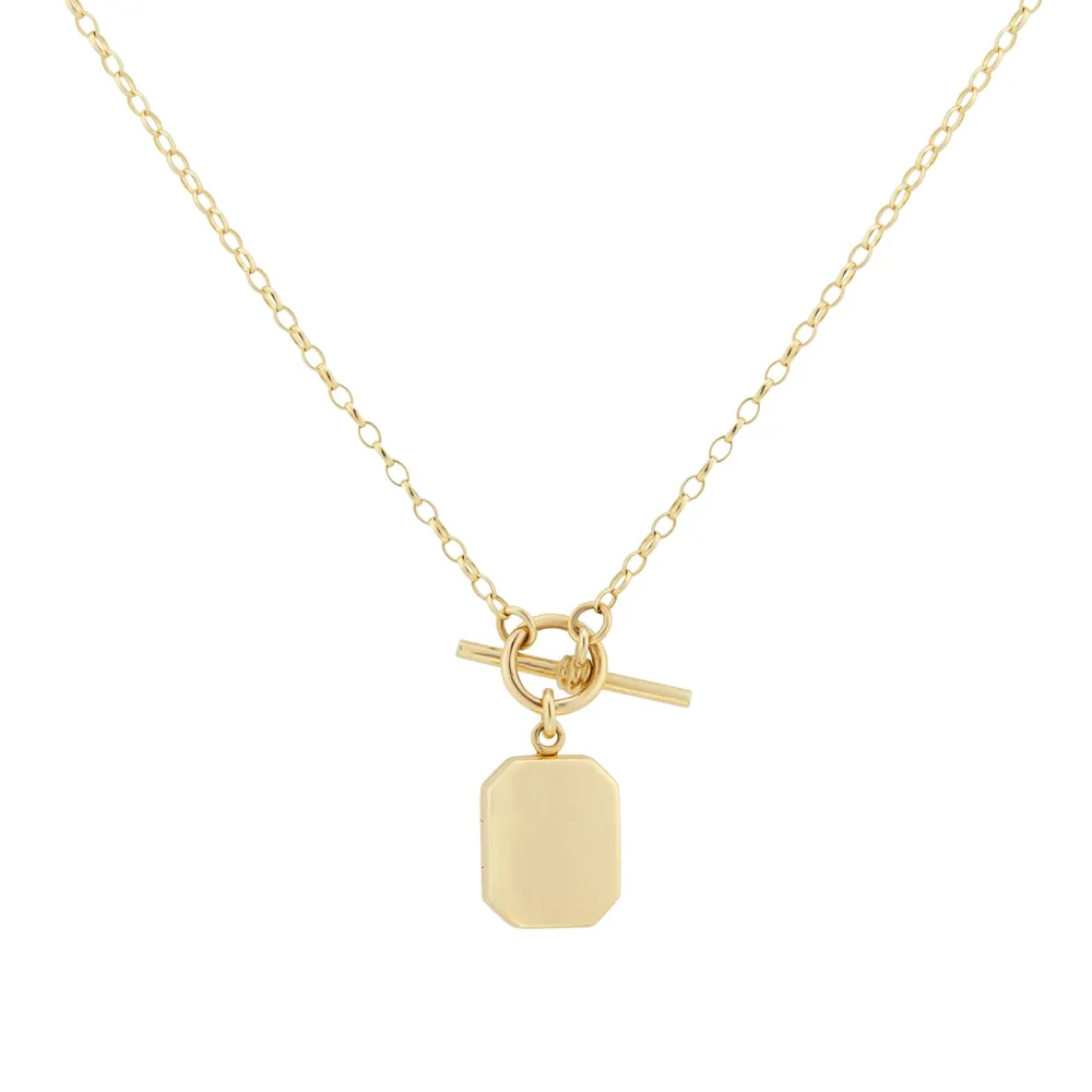 9ct Yellow Gold Oblong Locket T-Bar Chain
