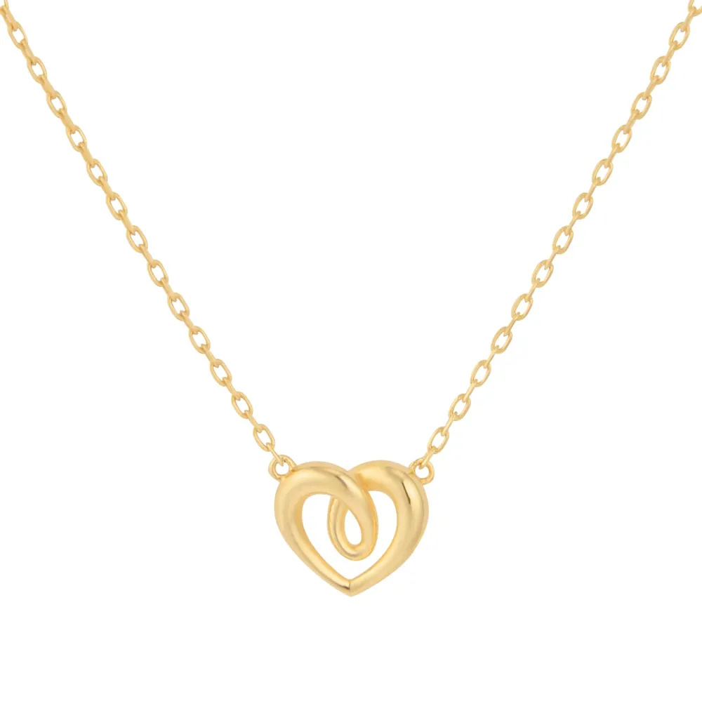 9ct Yellow Gold Open Knot Heart Necklace