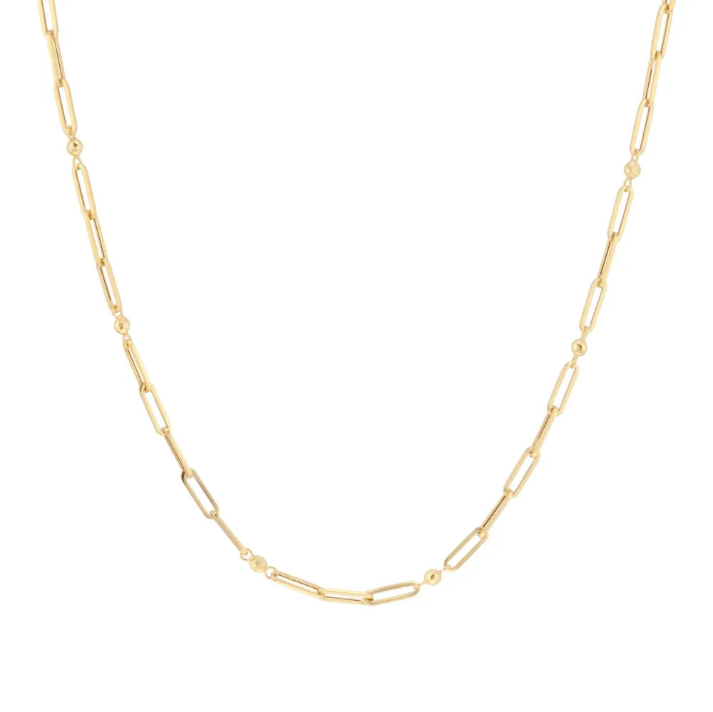 9ct Yellow Gold Paperlink Chain With Diamond Cut Beads