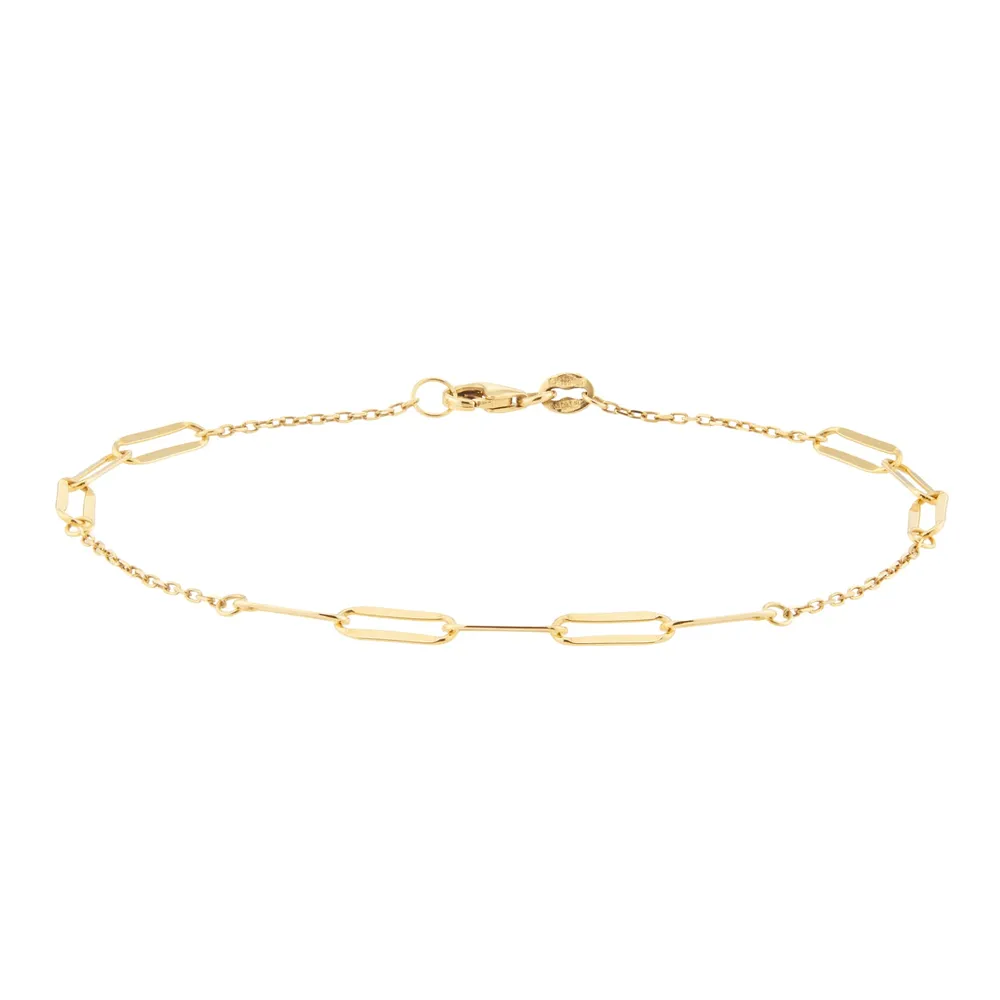 9ct Yellow Gold Paperlink Station Bracelet