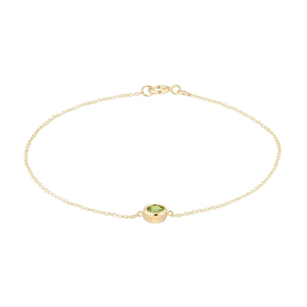 9ct Yellow Gold Peridot Birthstone Bracelet