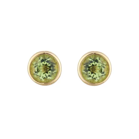Goldsmiths 9ct Yellow Gold Peridot Birthstone Stud Earrings