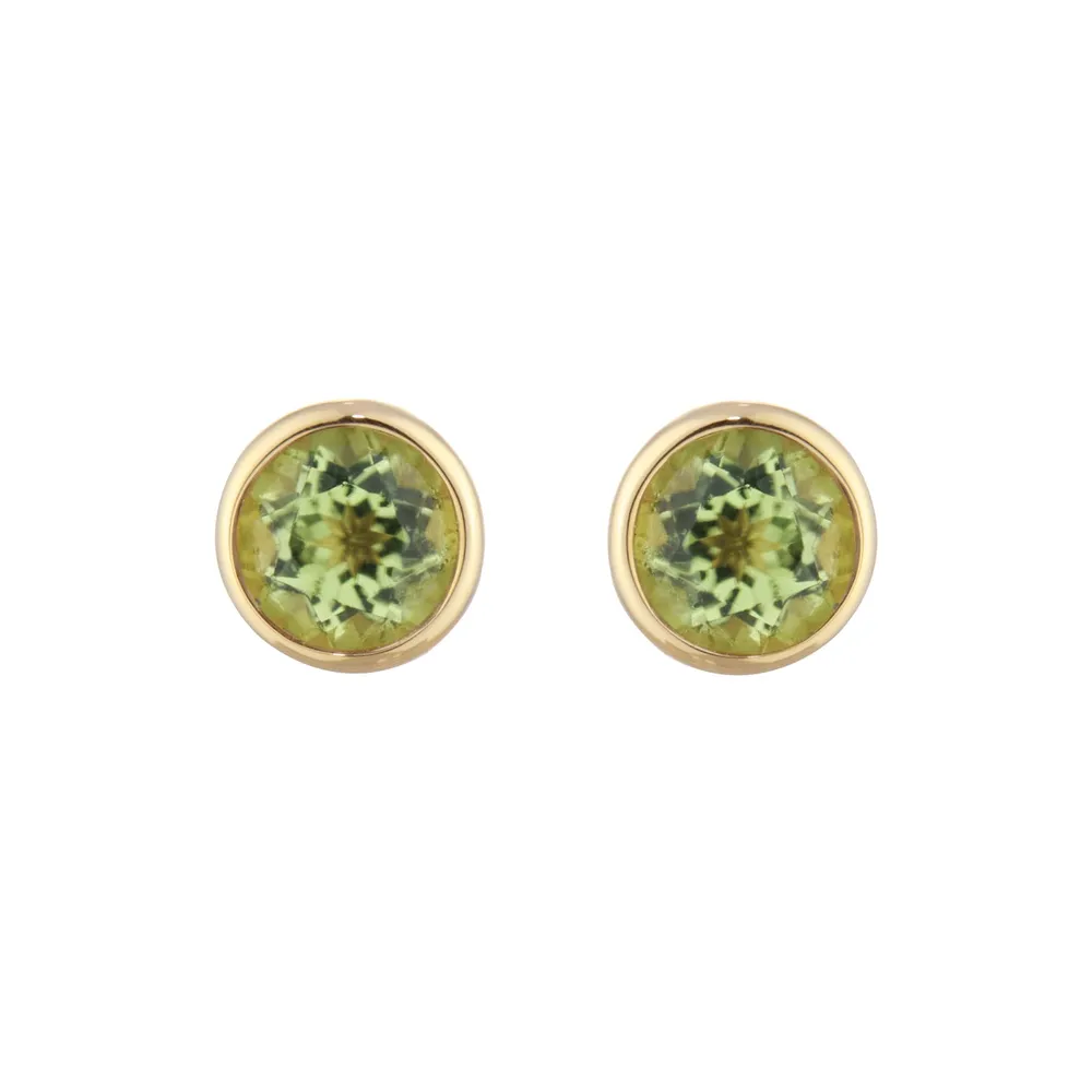 9ct Yellow Gold Peridot Birthstone Stud Earrings