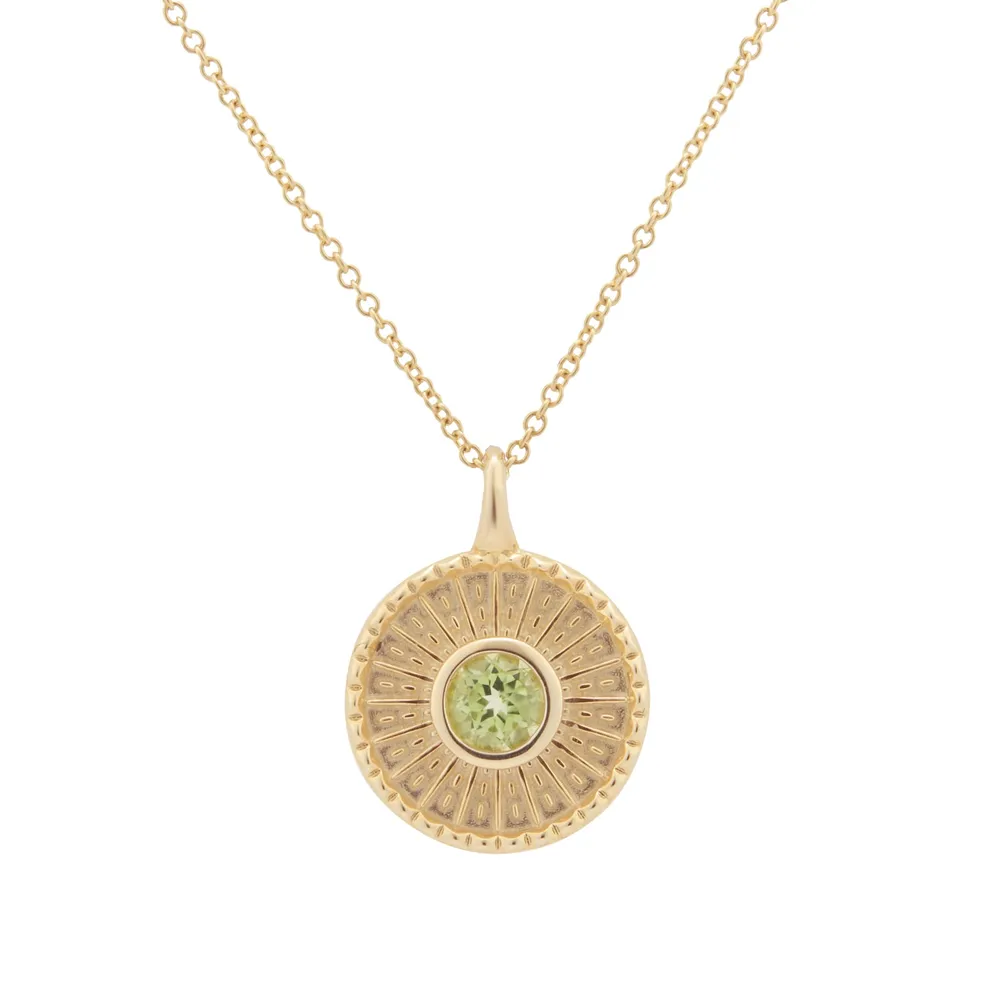 9ct Yellow Gold Peridot Disc Pendant