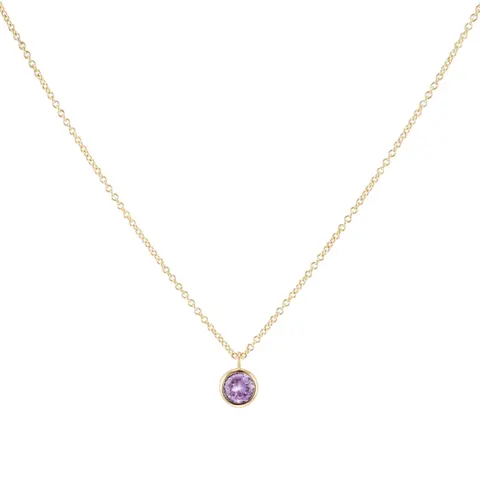 Goldsmiths 9ct Yellow Gold Pink Amethyst Birthstone Pendant