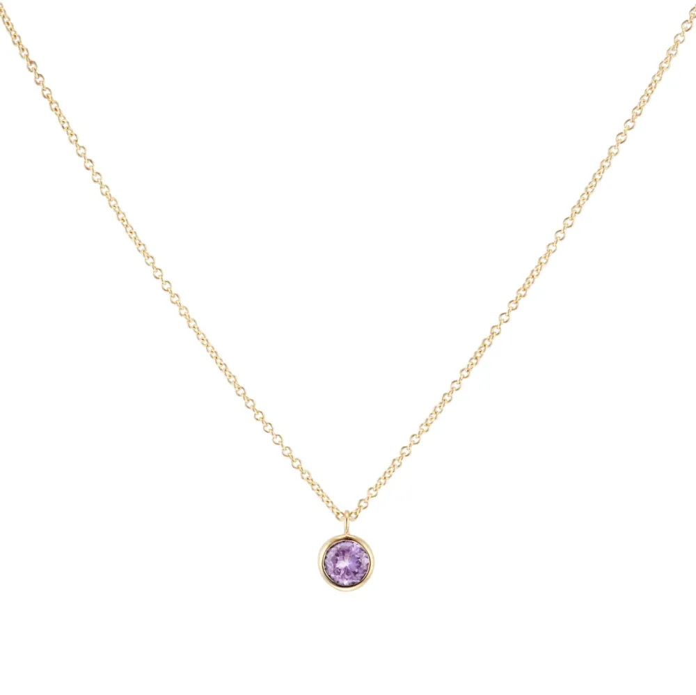 9ct Yellow Gold Pink Amethyst Birthstone Pendant