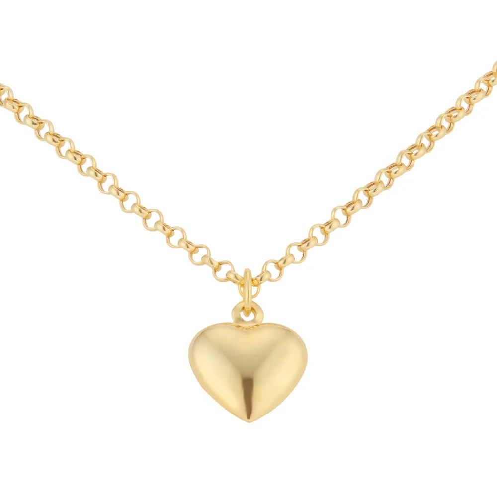 9ct Yellow Gold Puff Heart Pendant