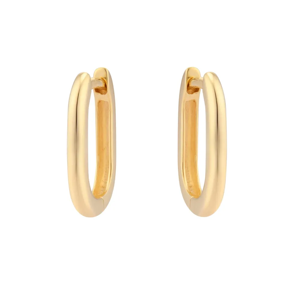 9ct Yellow Gold Rectangular Small Huggie Earring