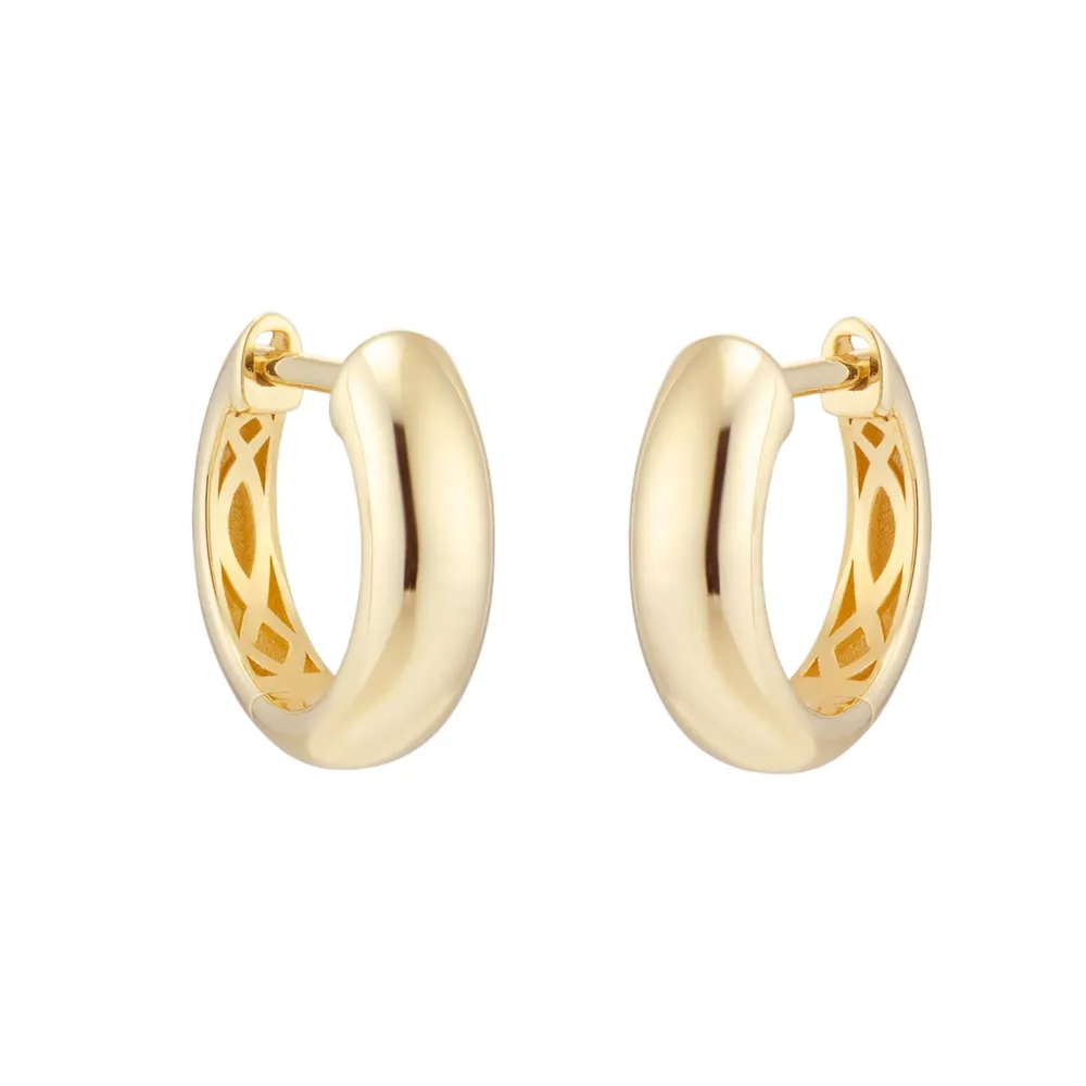 9ct Yellow Gold Round Huggie Hoop Earrings