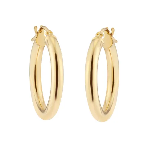 Goldsmiths 9ct Yellow Gold Round Tube Hoop Earrings