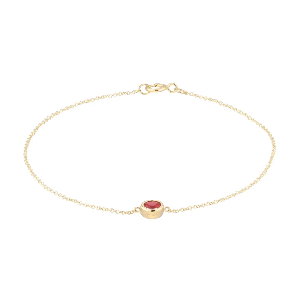 9ct Yellow Gold Ruby Birthstone Bracelet