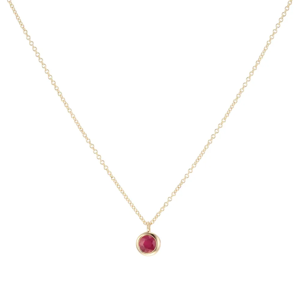 9ct Yellow Gold Ruby Birthstone Pendant