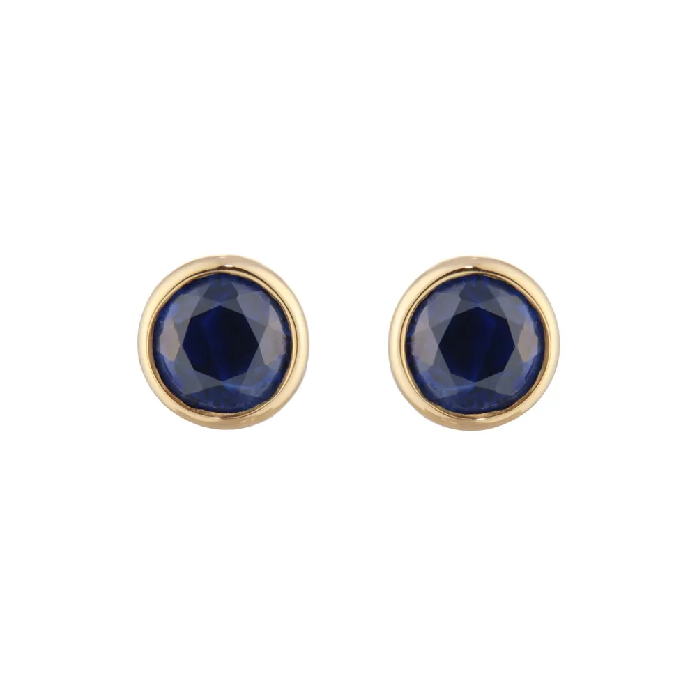 9ct Yellow Gold Sapphire Birthstone Stud Earrings