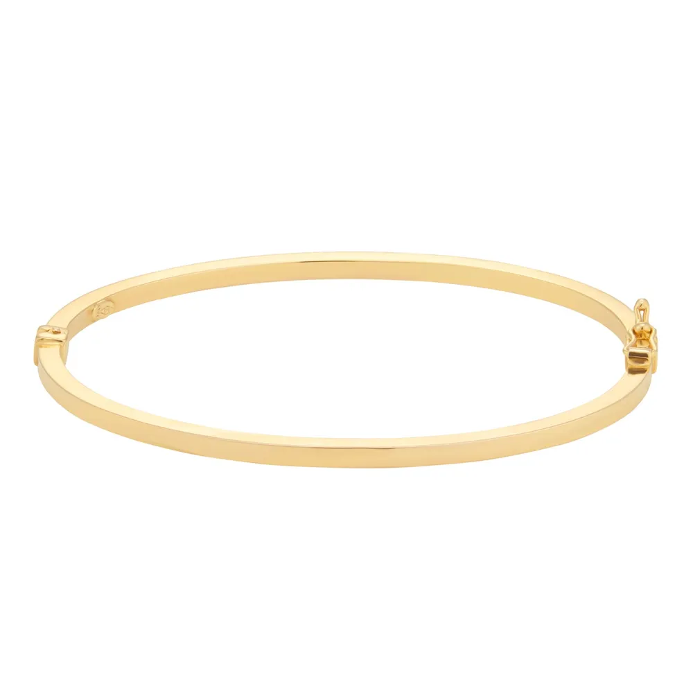 9ct Yellow Gold Slim Square Tube Bangle