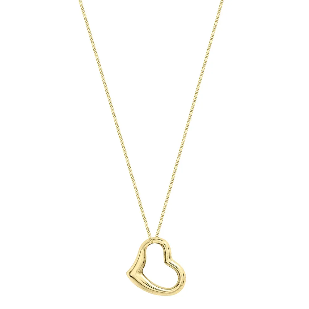 9ct Yellow Gold Small Floating Hollow Heart Pendant