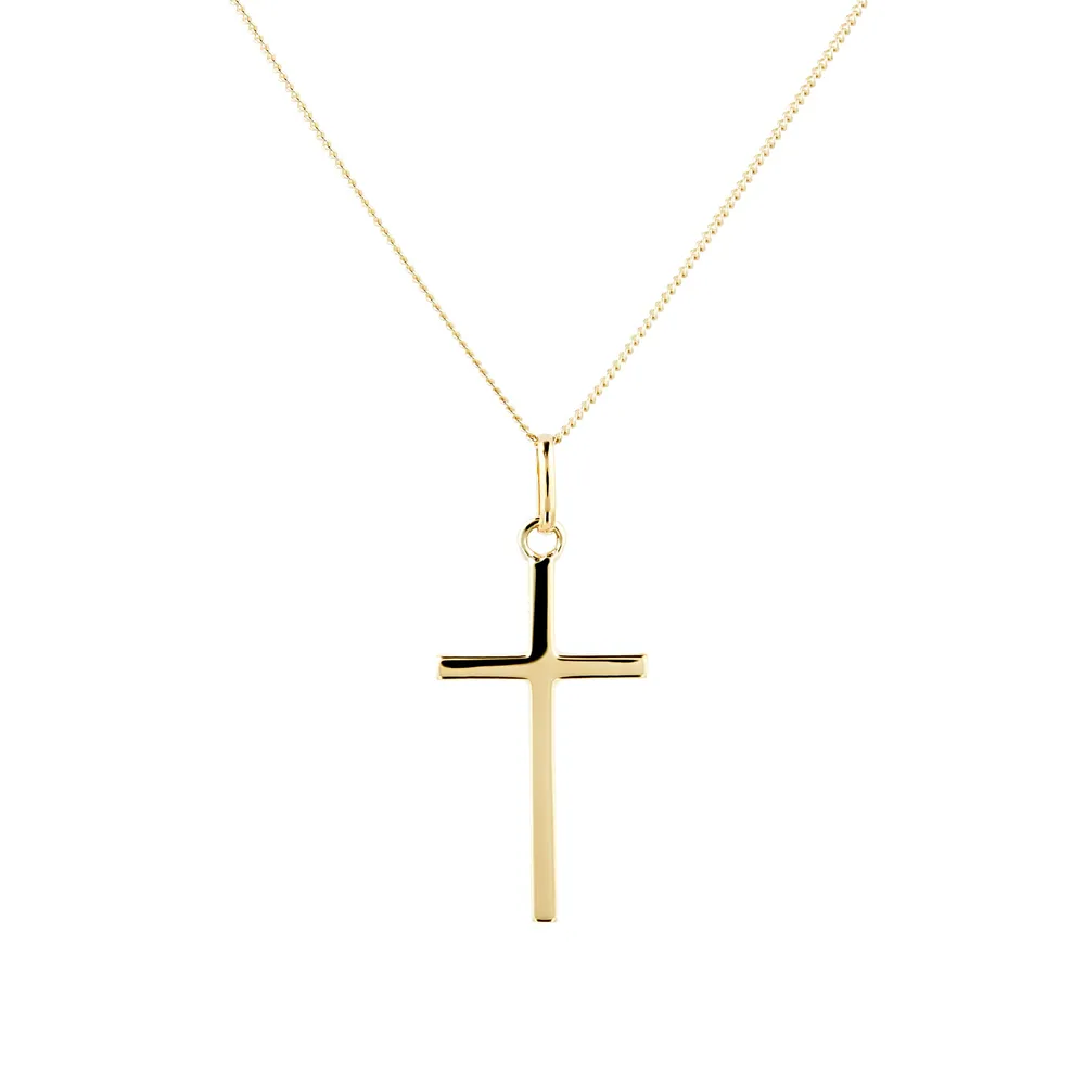 9ct Yellow Gold Solid Cross Pendant