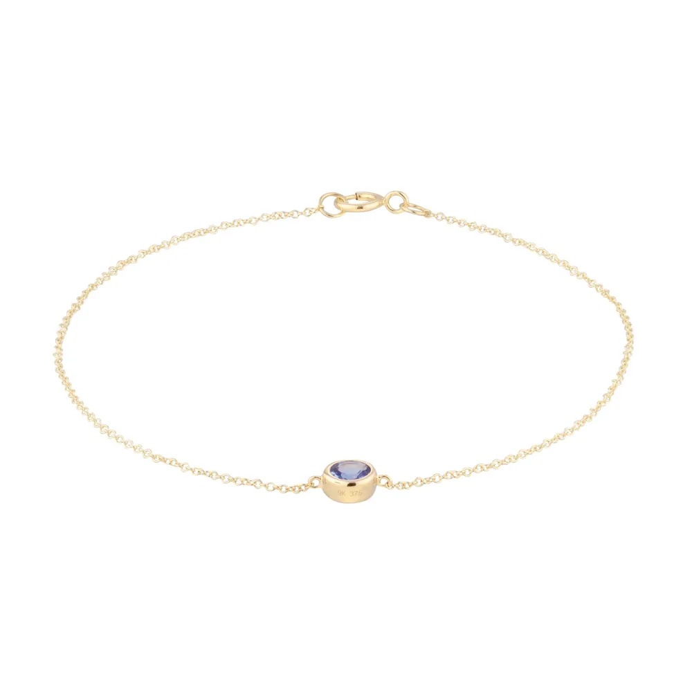 9ct Yellow Gold Tanzanite Birthstone Bracelet