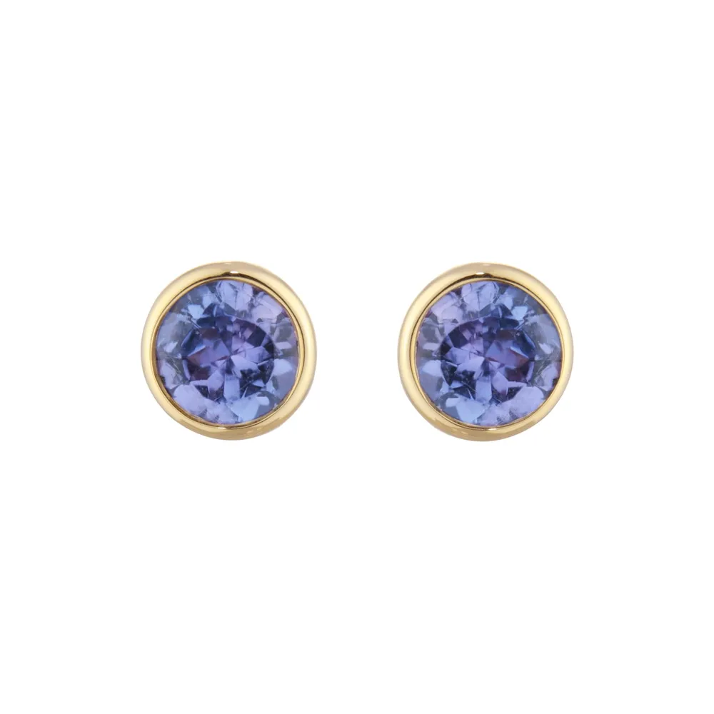 9ct Yellow Gold Tanzanite Birthstone Stud Earrings