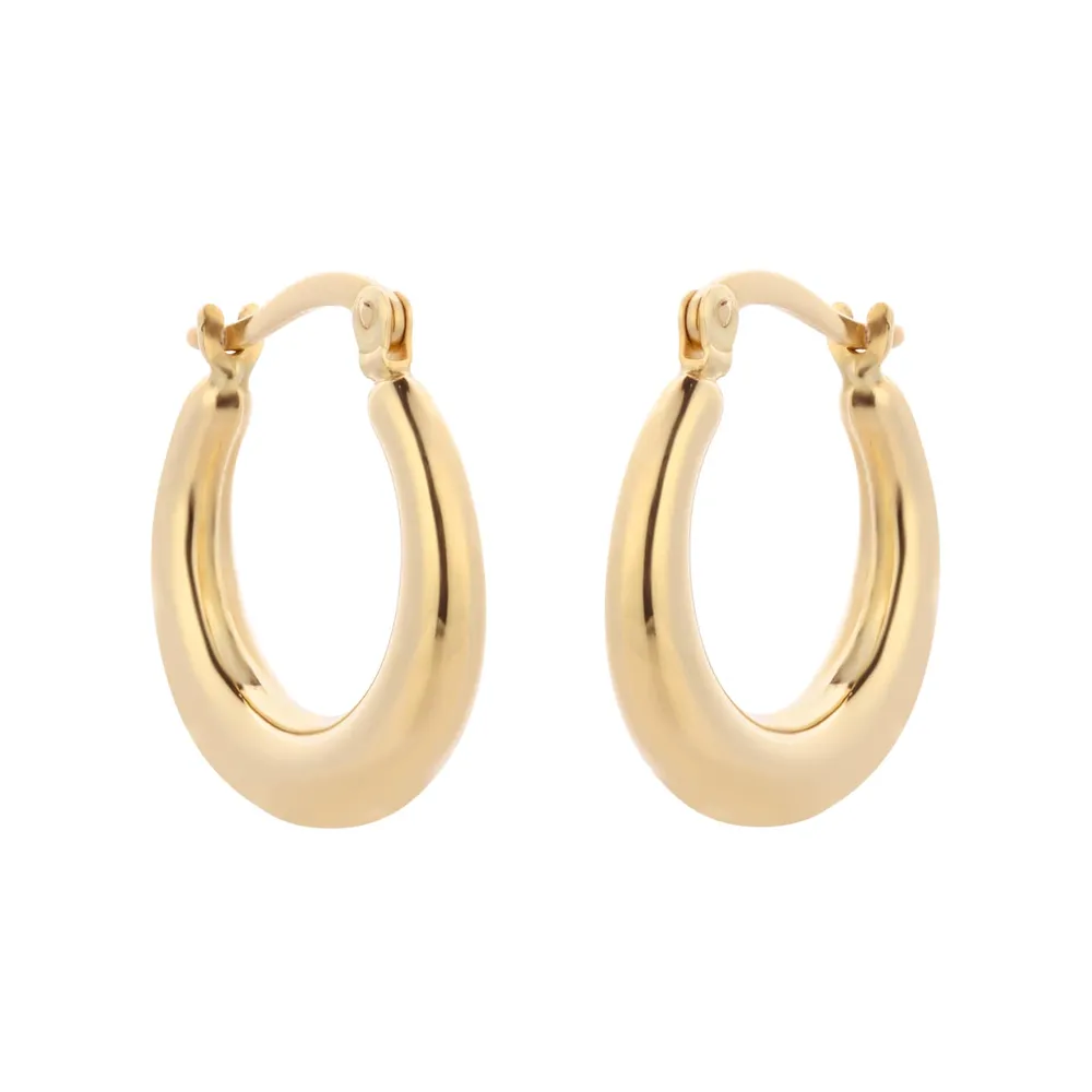 9ct Yellow Gold Tapered Creole Hoop Earrings