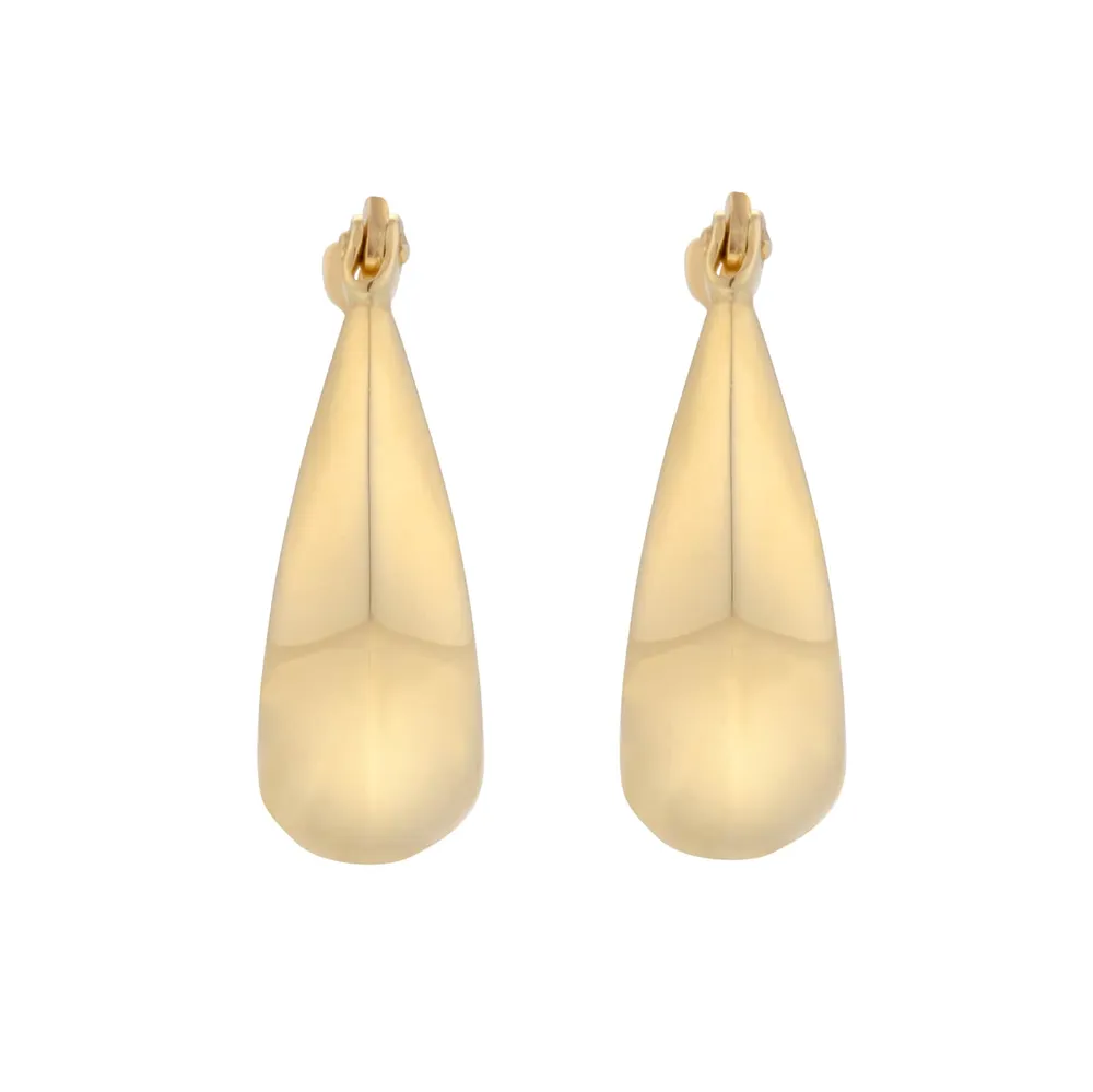 9ct Yellow Gold Tapered Knife Edge Oval Creole Hoop Earrings