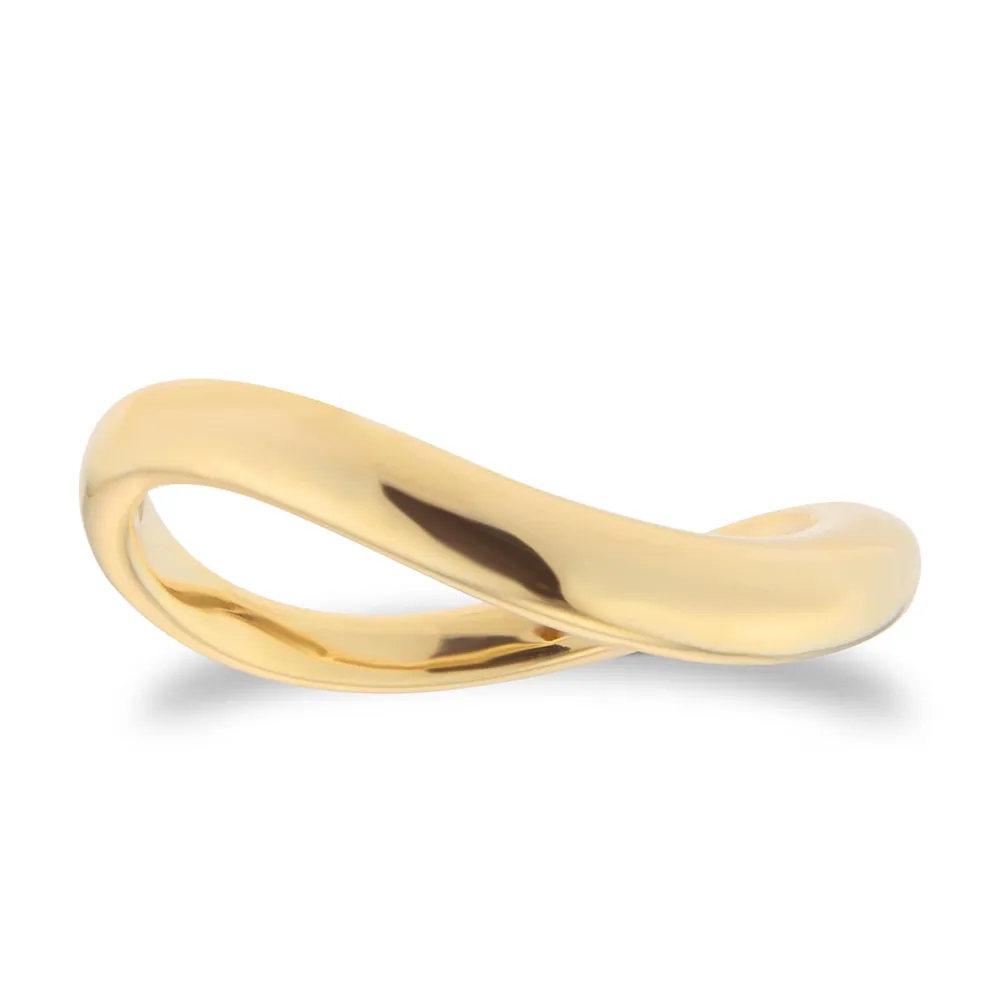 9ct Yellow Gold Thin Fluid Wave Ring