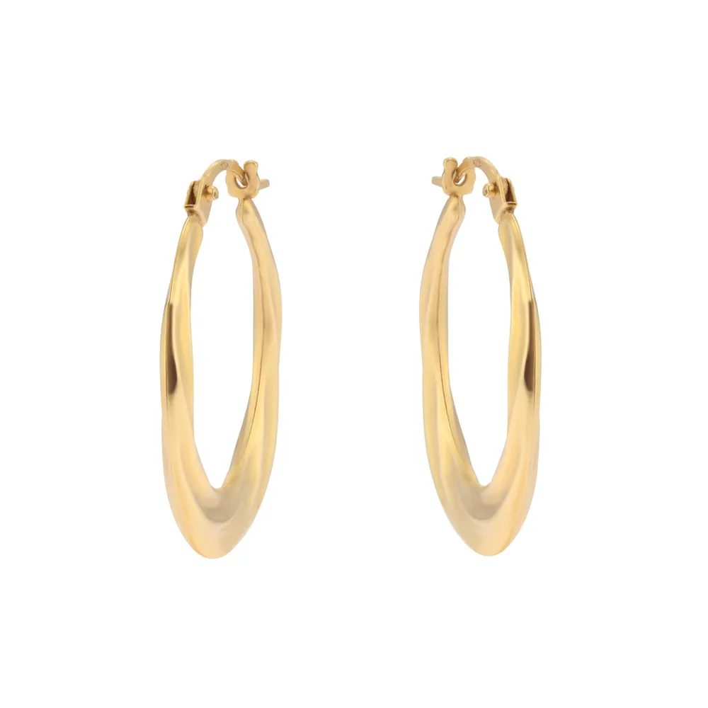 9ct Yellow Gold Twist Creole Hoop Earrings