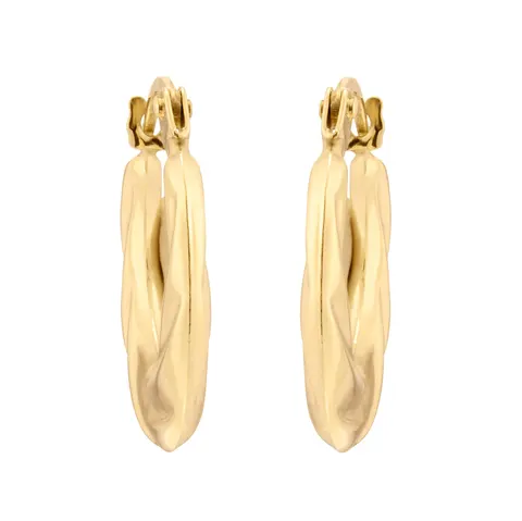 Goldsmiths 9ct Yellow Gold Twist Creole Huggie Earrings