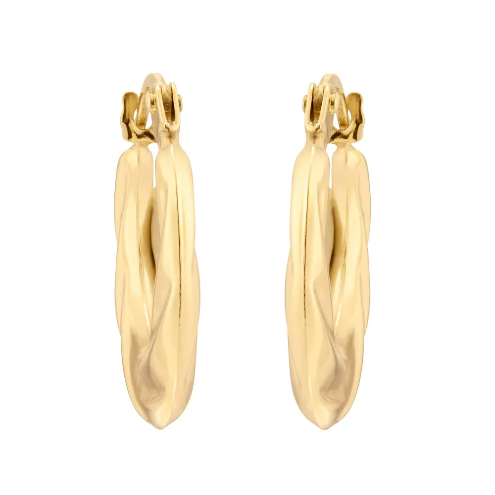 9ct Yellow Gold Twist Creole Huggie Earrings